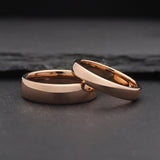 polished rose gold his and hers wedding rings