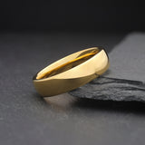 mens polished gold tungsten ring