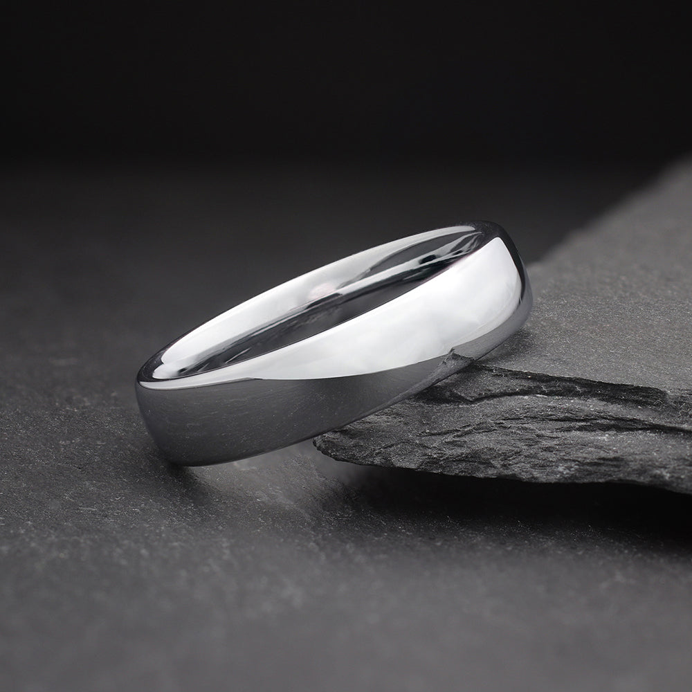 polished silver wedding band