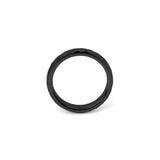 Thin 4mm black wedding ring with polished faceted tungsten finish