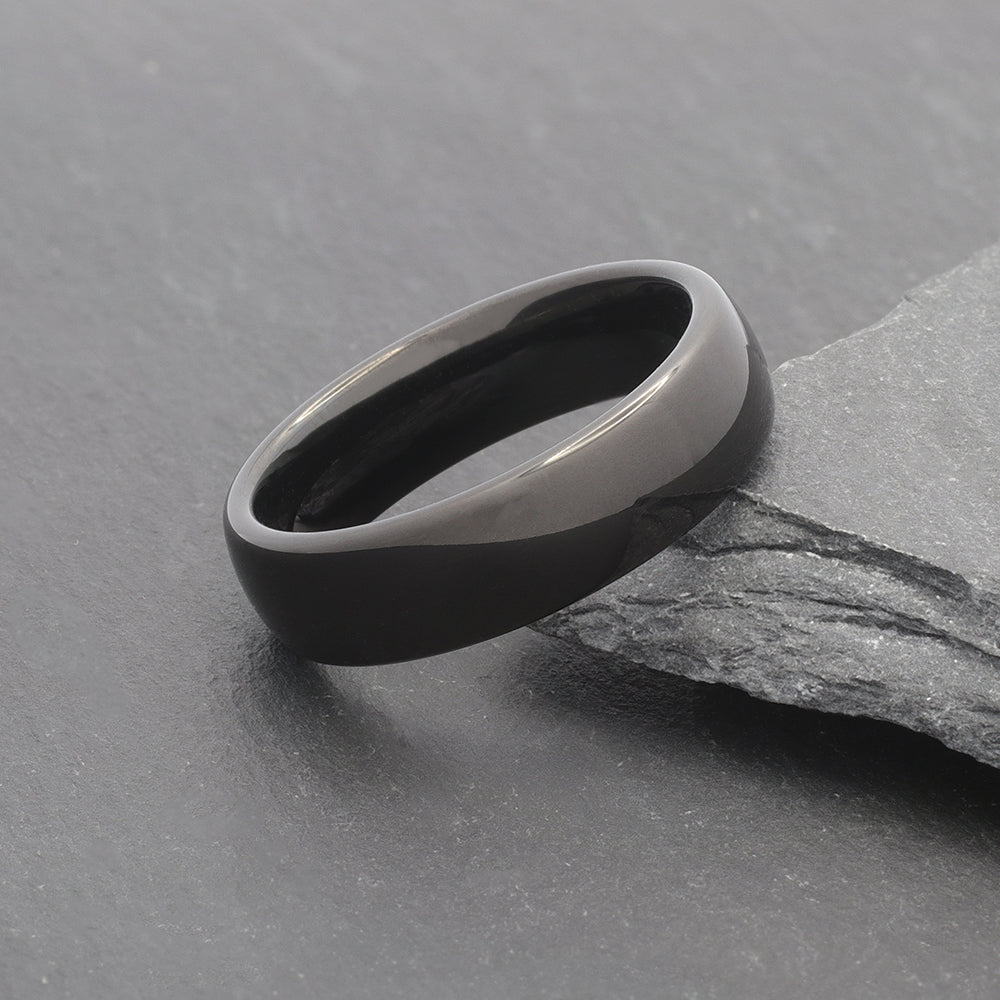 polished black tungsten wedding ring