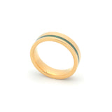 6mm gold wedding band with comfort fit and opal detail