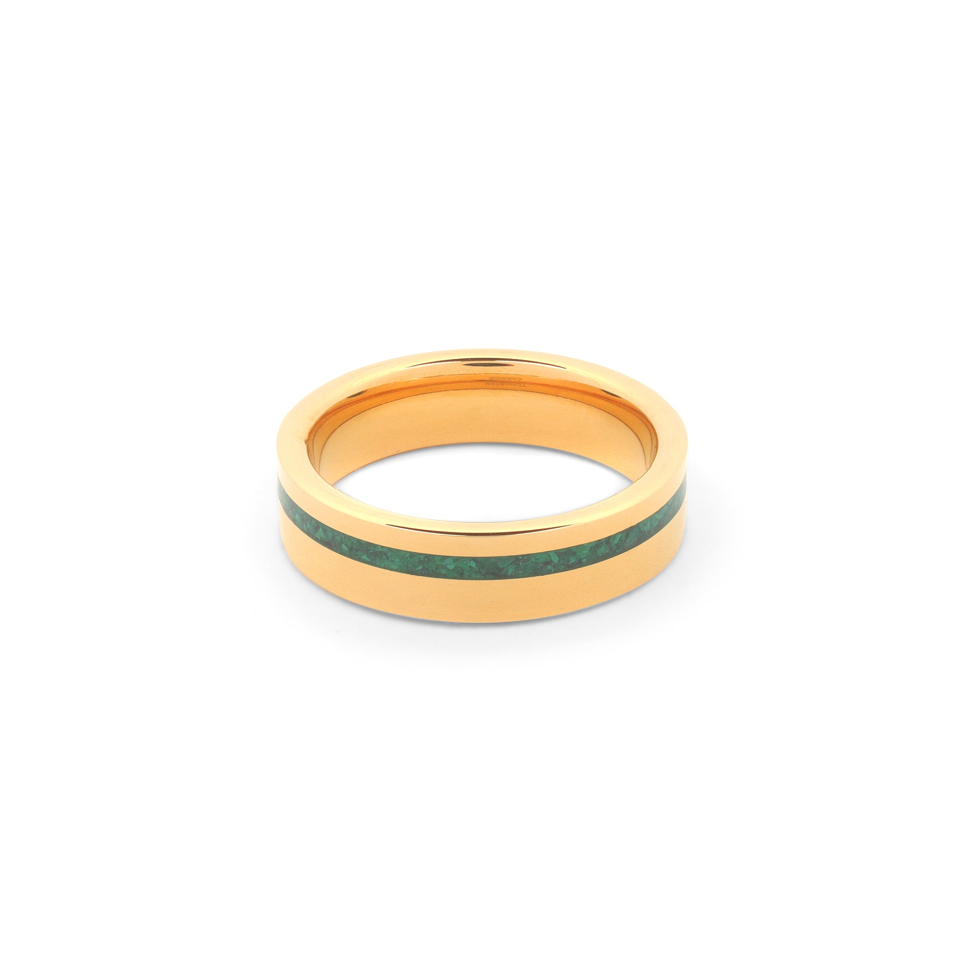 18k gold plated tungsten band with crushed opal for him