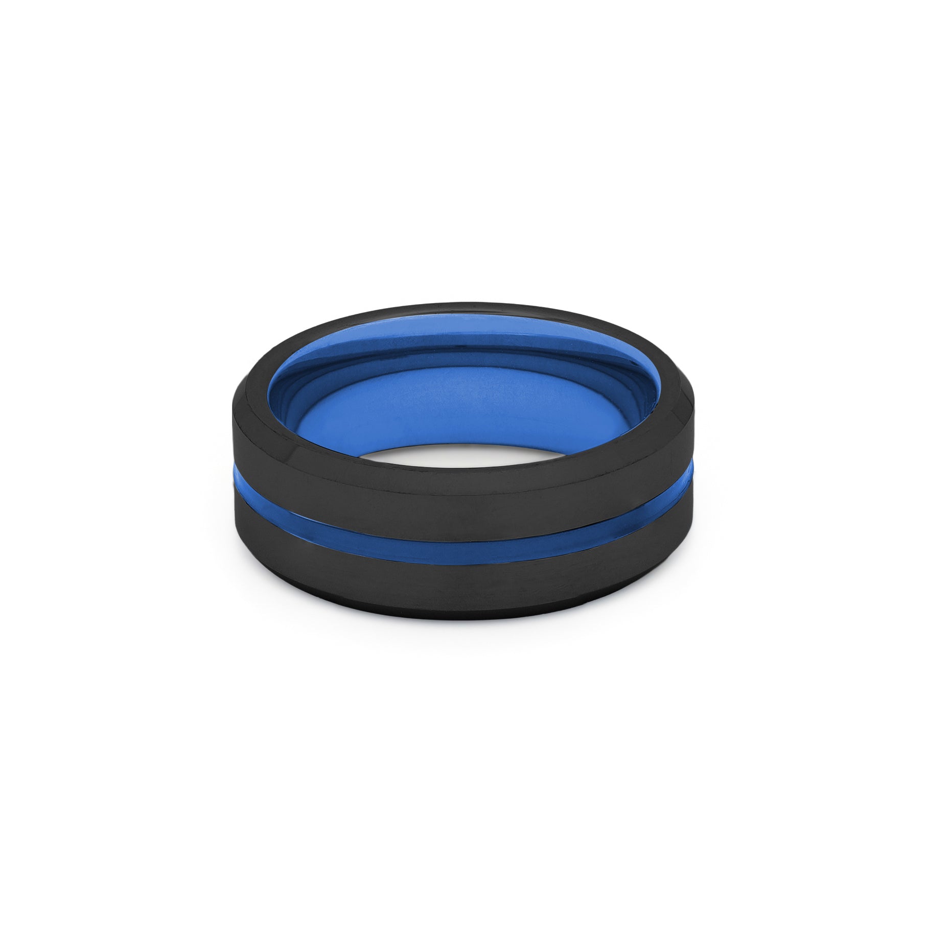 two tone black and blue ring for men