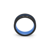 mens wedding band with blue groove