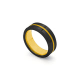 black and gold tungsten mens wedding band