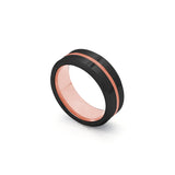 mens black and rose gold wedding ring