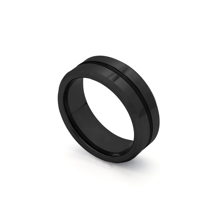 Groove - Black Tungsten Wedding Ring for Him