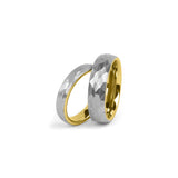 couples wedding band sets silver and gold hammered rings