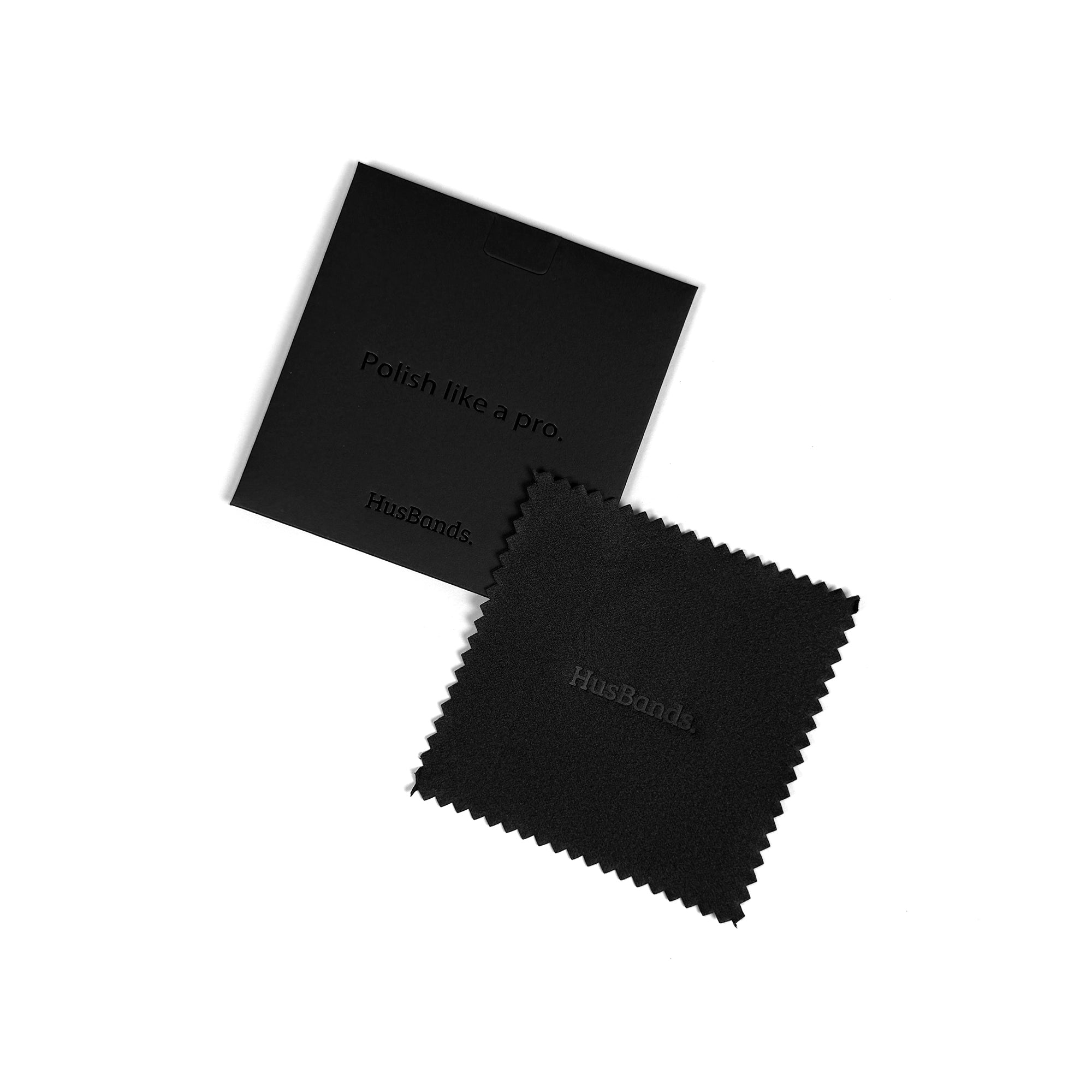 Jewellery cleaning and polishing cloth neatly folded on a white background