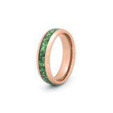 6mm rose gold tungsten ring with moss agate inlay