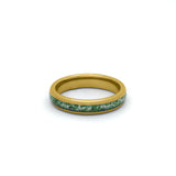 Delicate gold agate moss ring with scratch-proof polished tungsten and natural green inlay