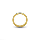 Moss agate wedding ring with slim 4mm width and comfort fit design on white background