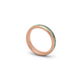 Green moss agate wedding ring in rose gold finish with slim 4mm comfort fit design