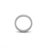 4mm green moss agate engagement ring with comfort fit design shown on white backdrop