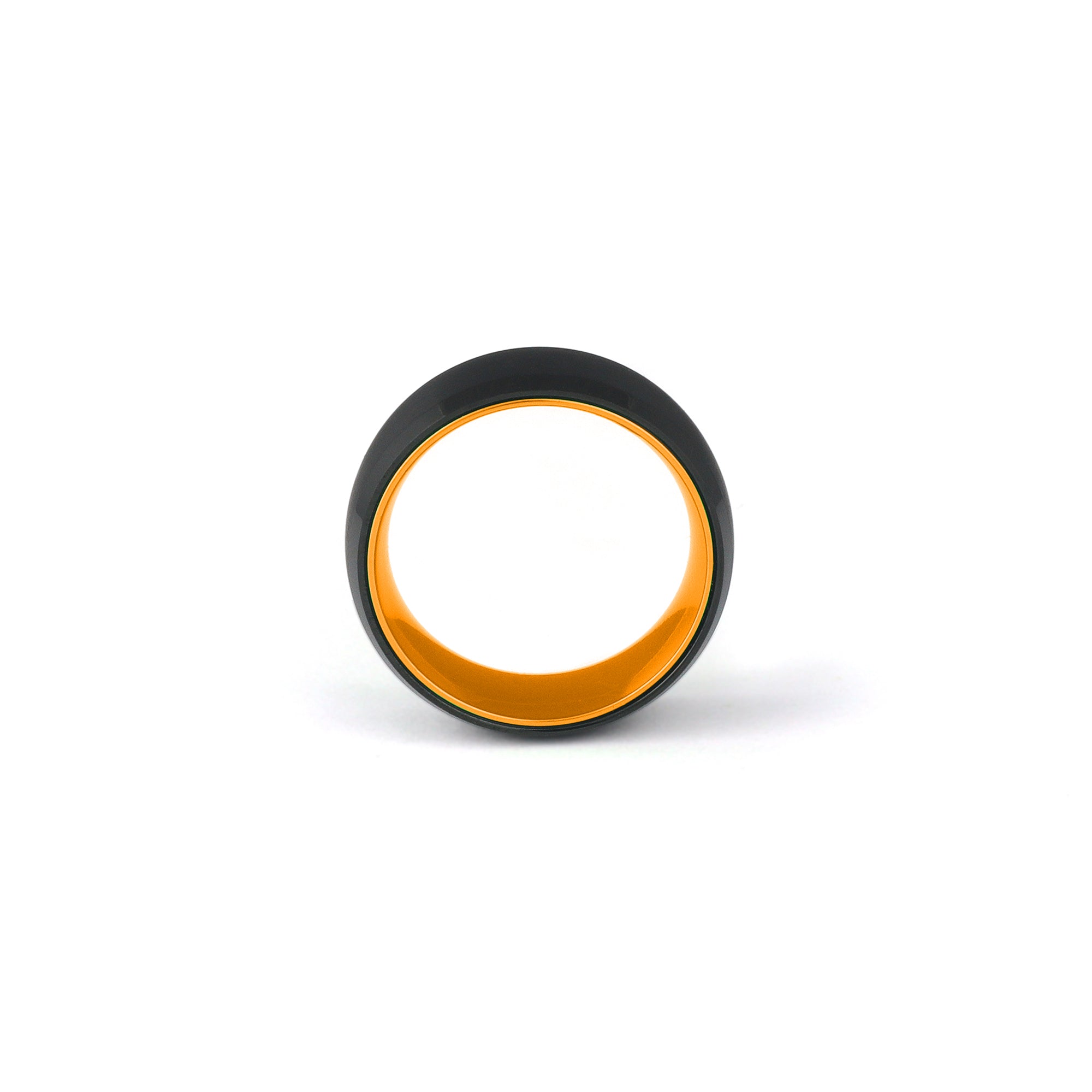 Modern Men’s Ring – Black Tungsten Wedding Band with Orange Sleeve