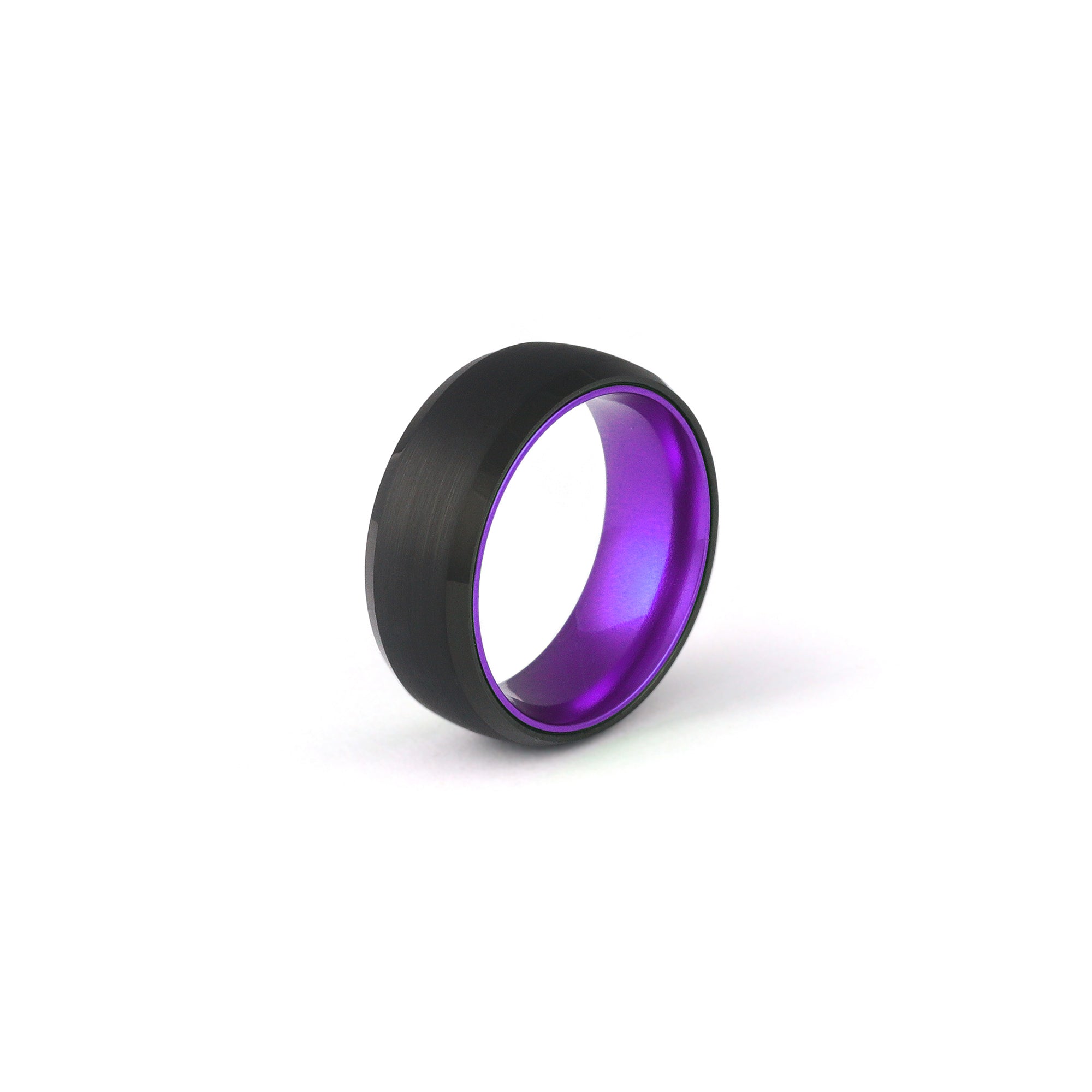 Men’s Purple Ring – Brushed Black Tungsten Wedding and Fashion Band