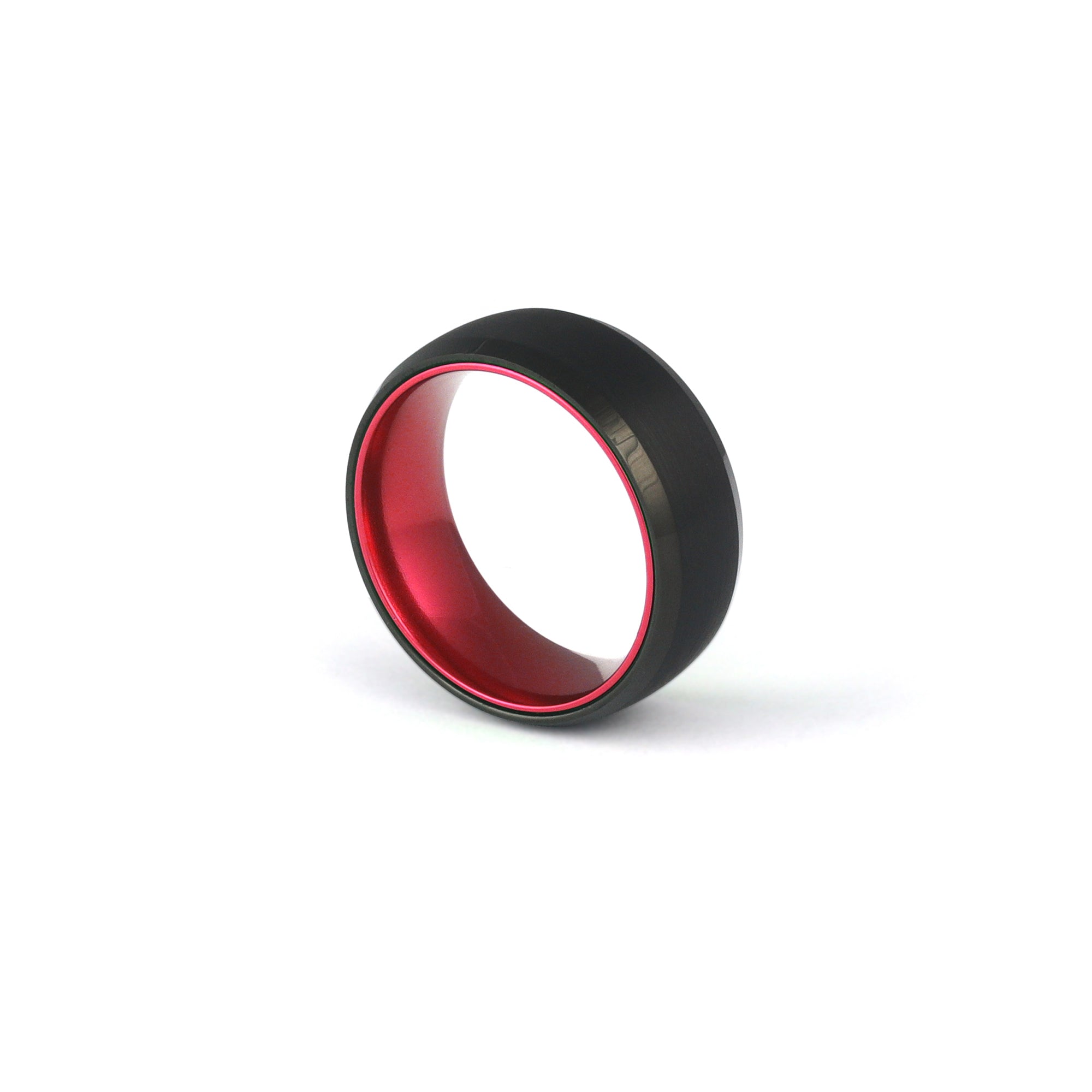 Unique Male Ring with Polished Red Sleeve