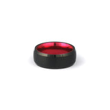 Brushed Black Tungsten Ring with Red Interior Finish
