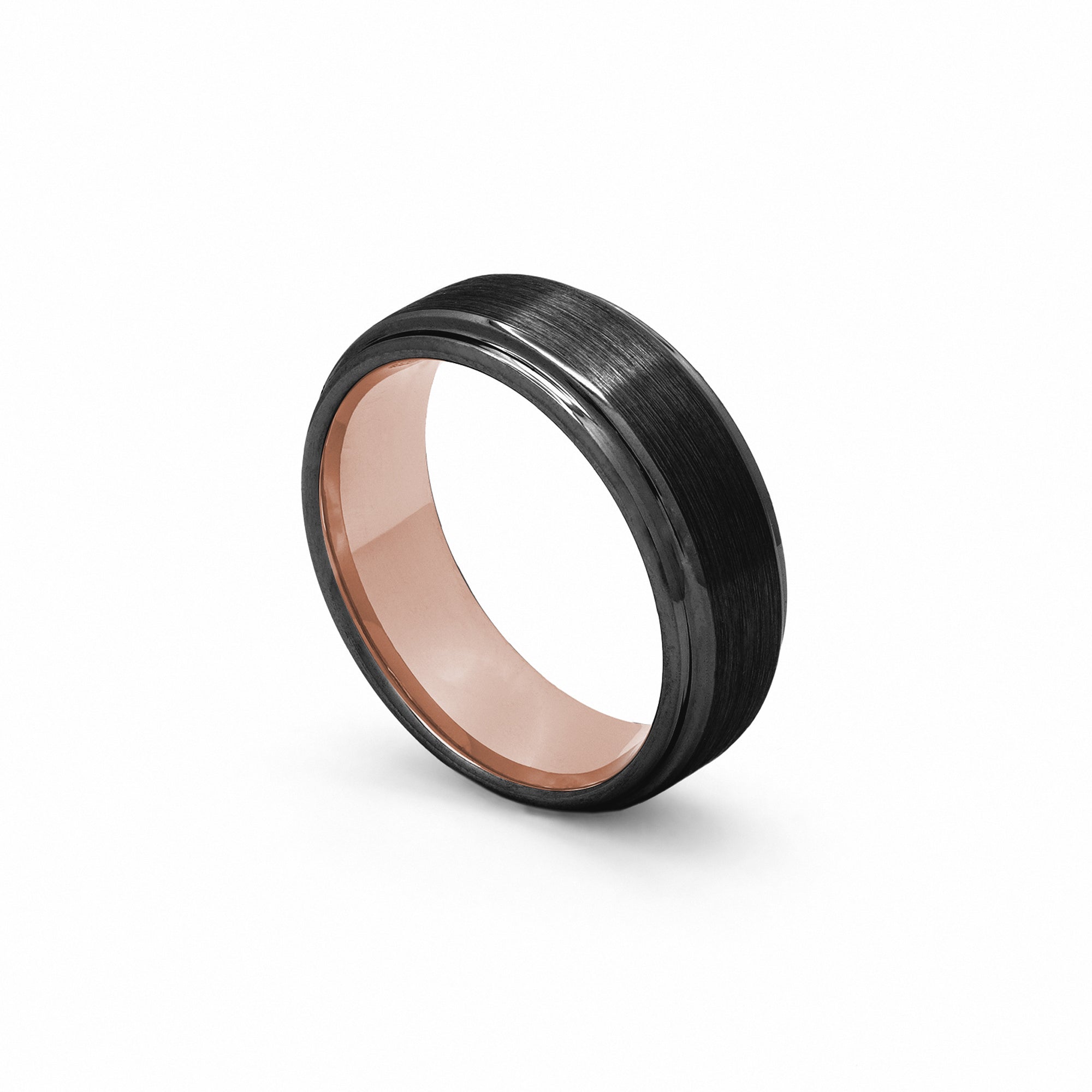 black & rose gold tungsten wedding ring for men