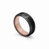 black & rose gold tungsten wedding ring for men