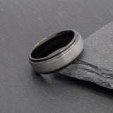 mens silver and black two tone wedding band