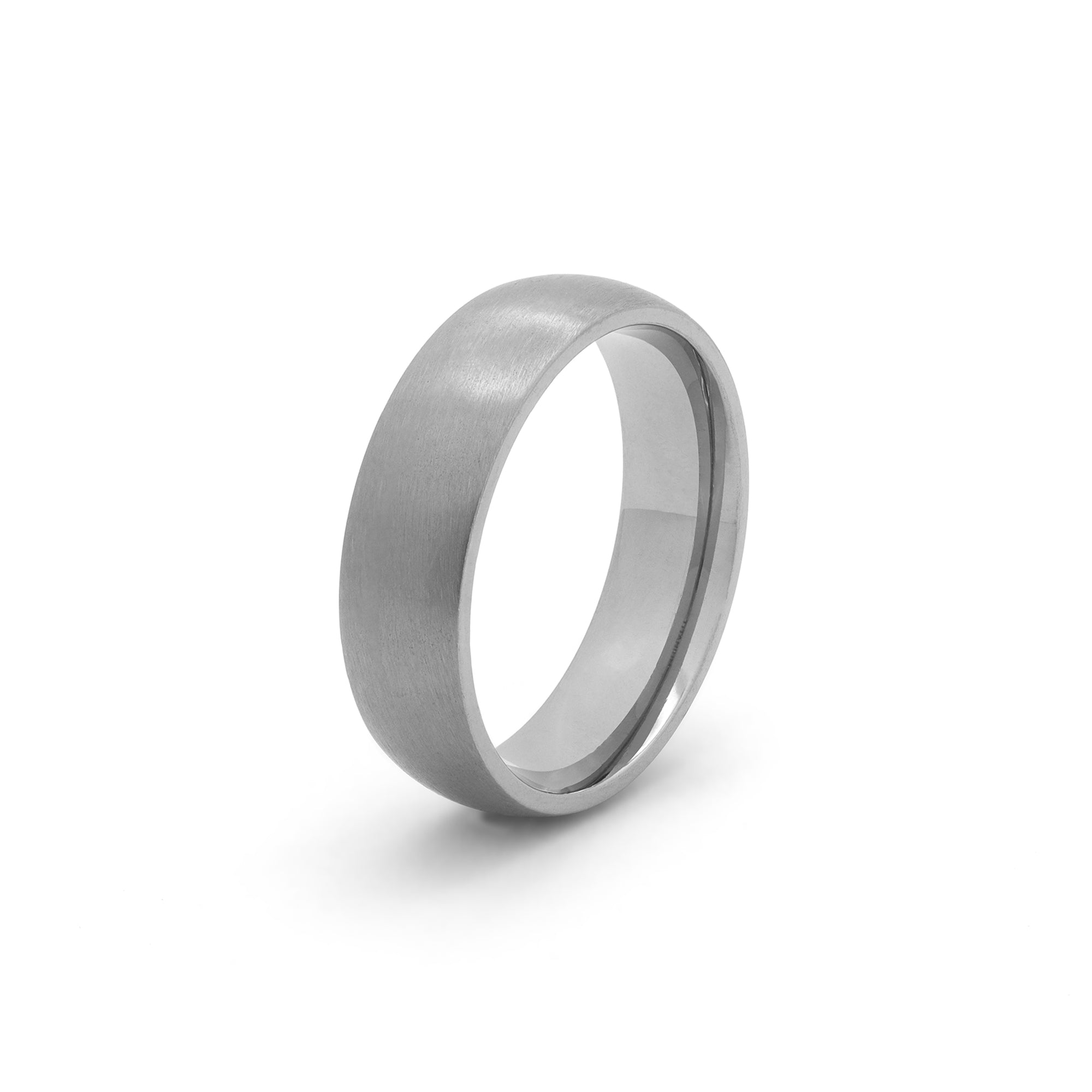 silver titanium wedding band