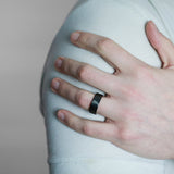 Whiskey - Black | Geometric | Oak - Whiskey Barrel Wooden Wedding Ring