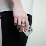 Whiskey - Silver | Hammered | Oak - Whiskey Barrel Wooden Wedding Ring