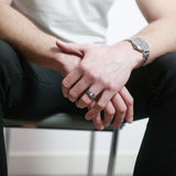 Whiskey - Silver | Beveled | Maple - Whiskey Barrel Wooden Wedding Ring