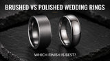 Brushed and polished silver men's wedding rings compared side by side