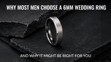 6mm brushed silver wedding ring on a dark slate background