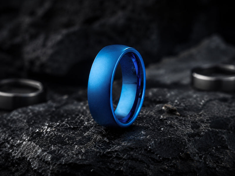 Blue Tungsten Rings