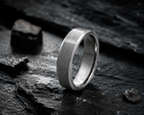 mens bevelled tungsten wedding ring in gunmetal grey