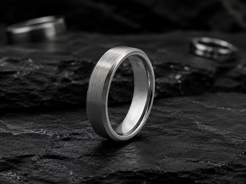 beveled tungsten wedding rings