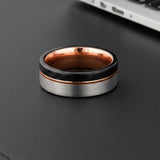 mens offset tungsten wedding ring