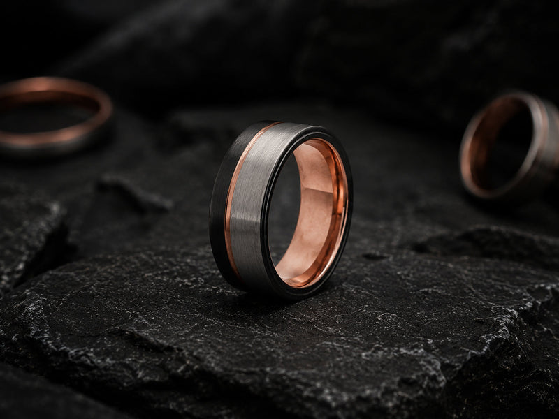 mens offset tungsten wedding ring