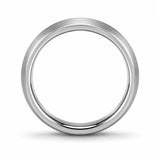 Side profile of a 4mm brushed silver tungsten wedding ring showing its comfort fit thickness