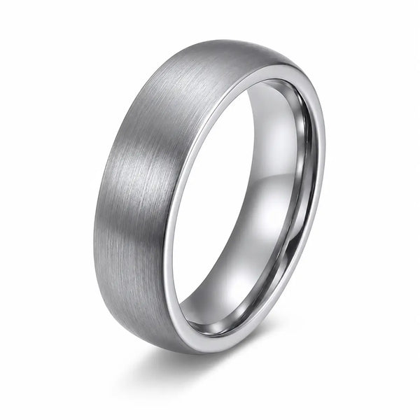 6mm Brushed Silver Tungsten Wedding Ring