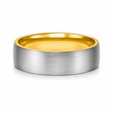 8mm Brushed Silver Tungsten Wedding Ring with Gold Interior