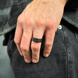 mens meteorite wedding band space inspired tungsten ring