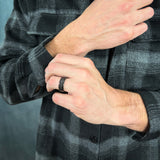 mens meteorite wedding band space inspired tungsten ring