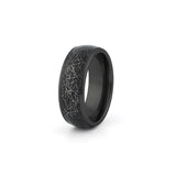 black tungsten meteorite wedding band mens