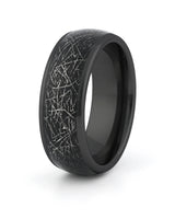 Black tungsten meteorite ring with galaxy inlay