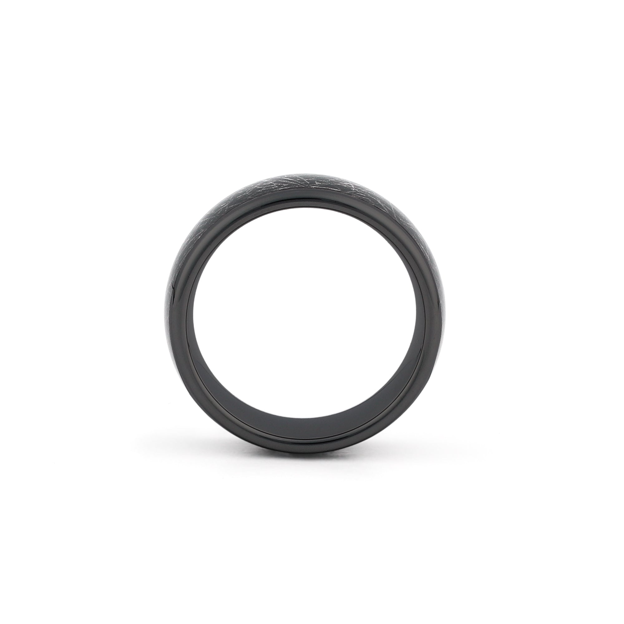 black tungsten meteorite wedding band mens