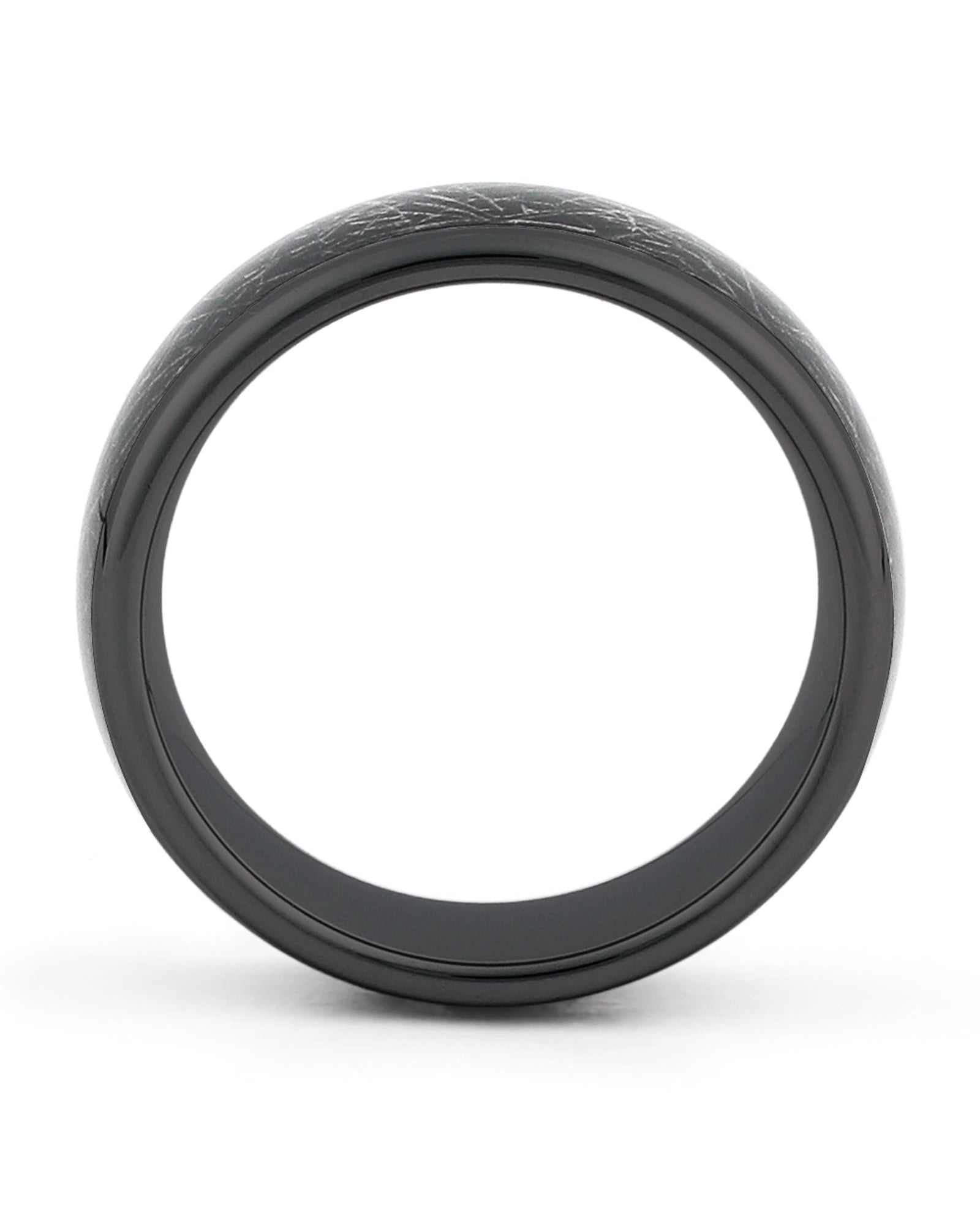Black galaxy meteorite tungsten ring lifestyle view