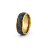 gold tungsten meteorite engagement ring mens