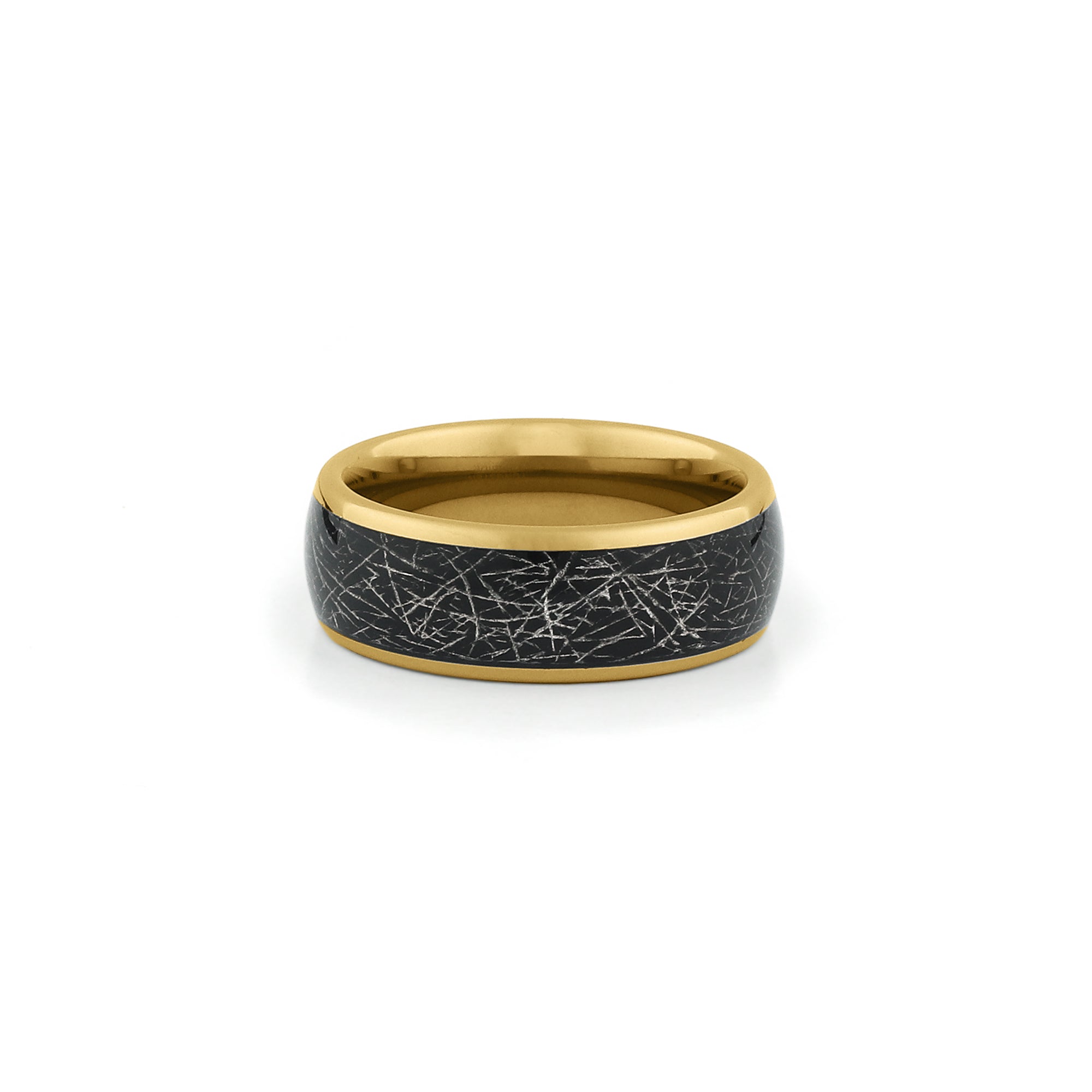 gold tungsten meteorite engagement ring mens