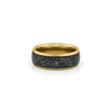 gold tungsten meteorite engagement ring mens