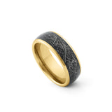 gold tungsten meteorite engagement ring mens